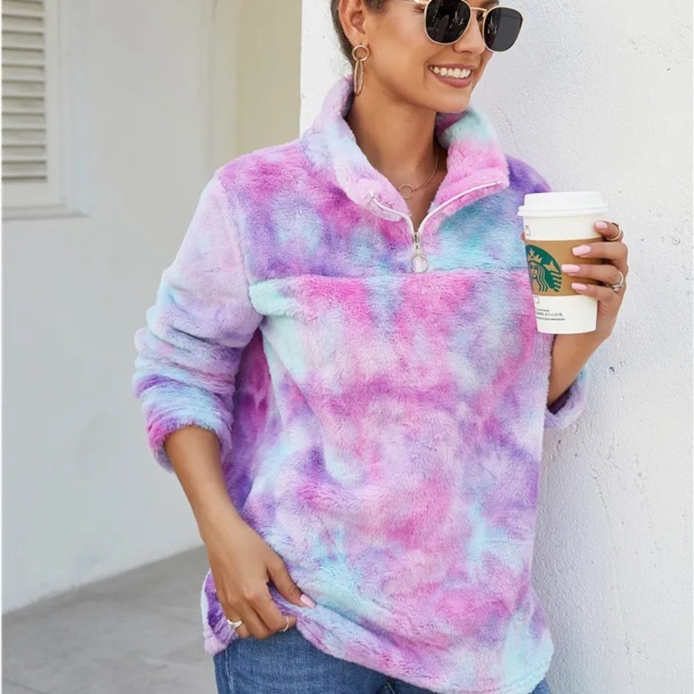 Purple and Pink Oversized Tie-Dye Hoodie